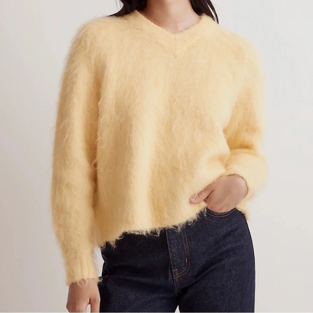 Brushed V-Neck Sweater Heather‎ lemon - Picture 3 of 8